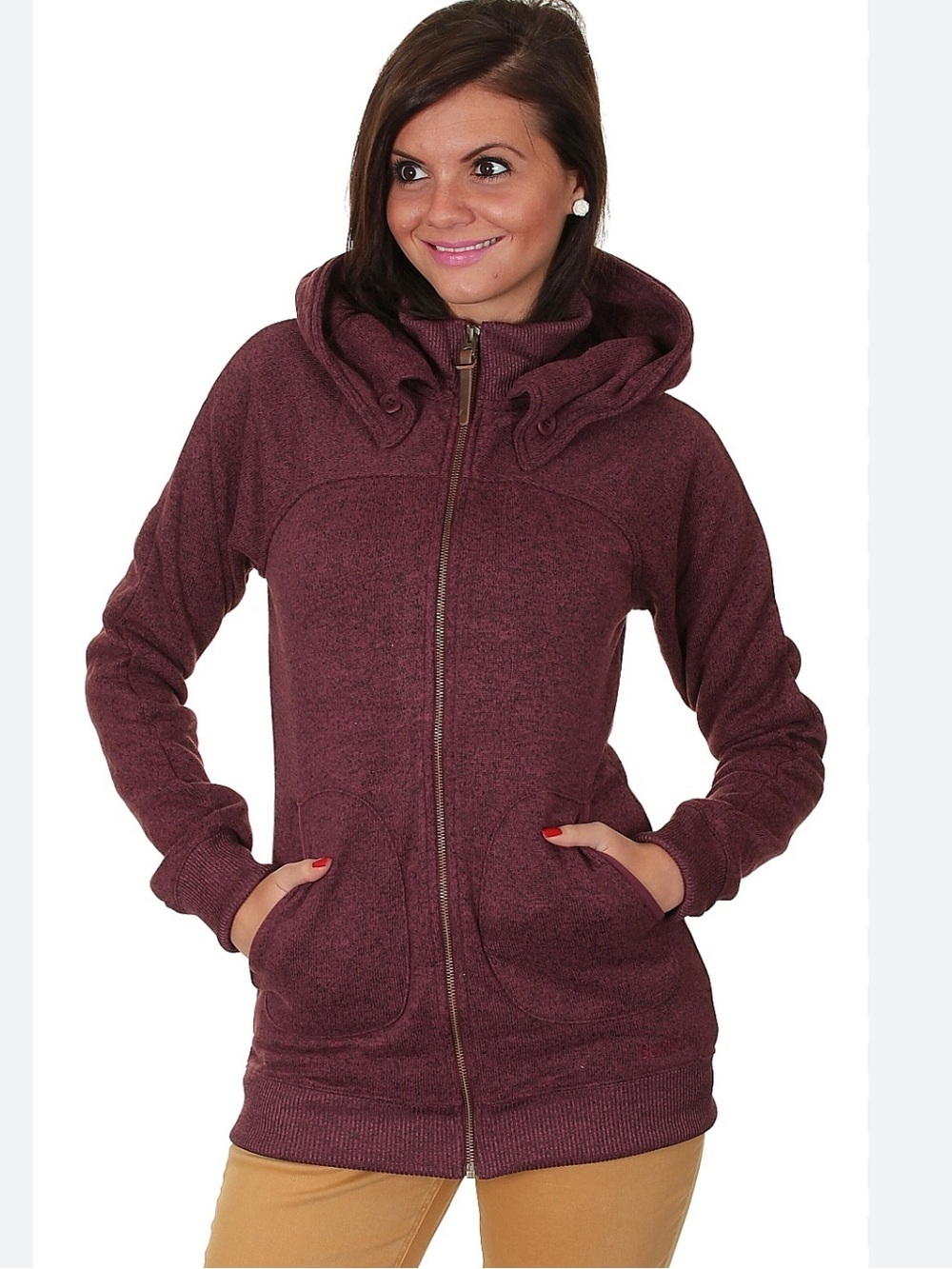 Burton Women's Maroon Zip-Up fleece Hoodie Sweatshirt warm Sz small S